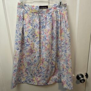 Vintage Pastel Floral Pleated Skirt Pockets Women’s Sabene Midi Summer Flowers